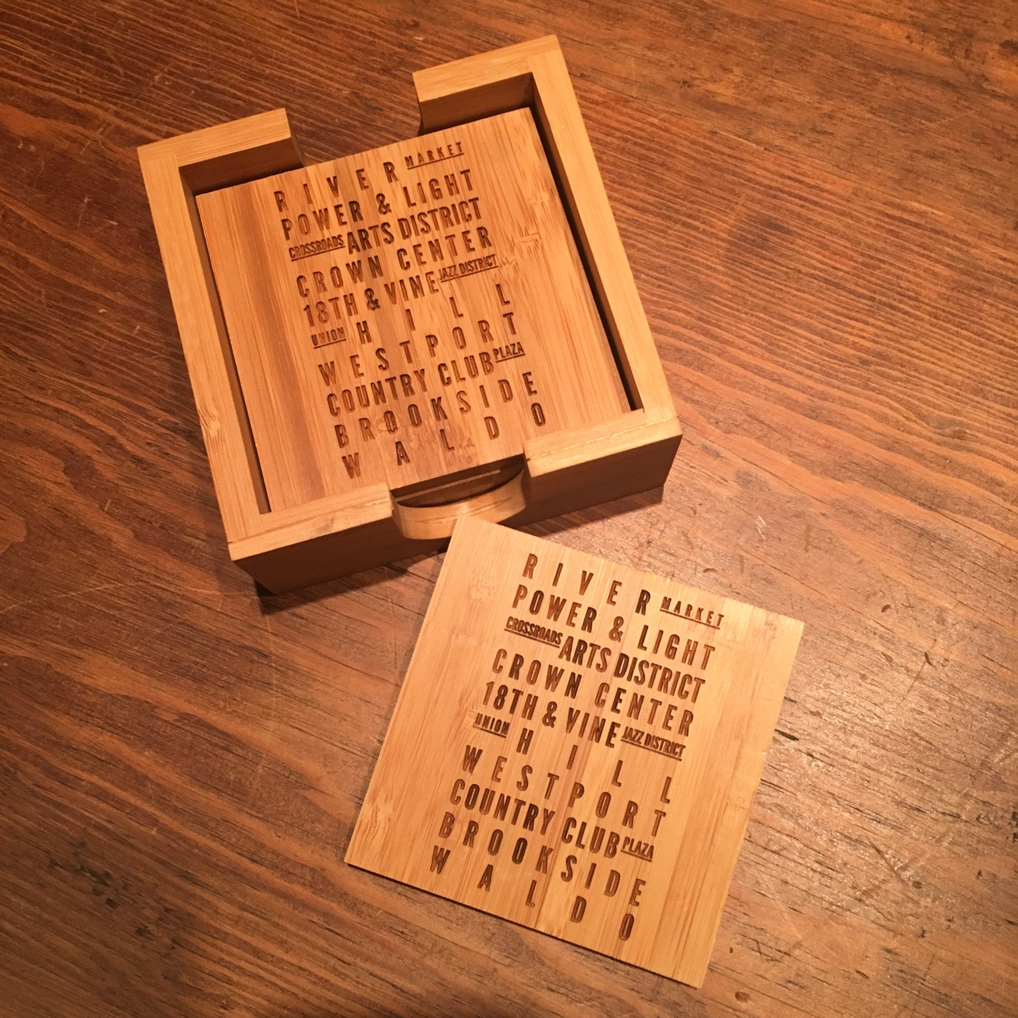 Streetcar Bamboo Coaster Set