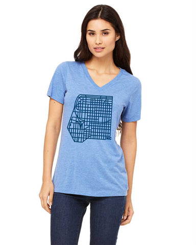 KC Map - Women's Relaxed fit Tri-Blend V-Neck